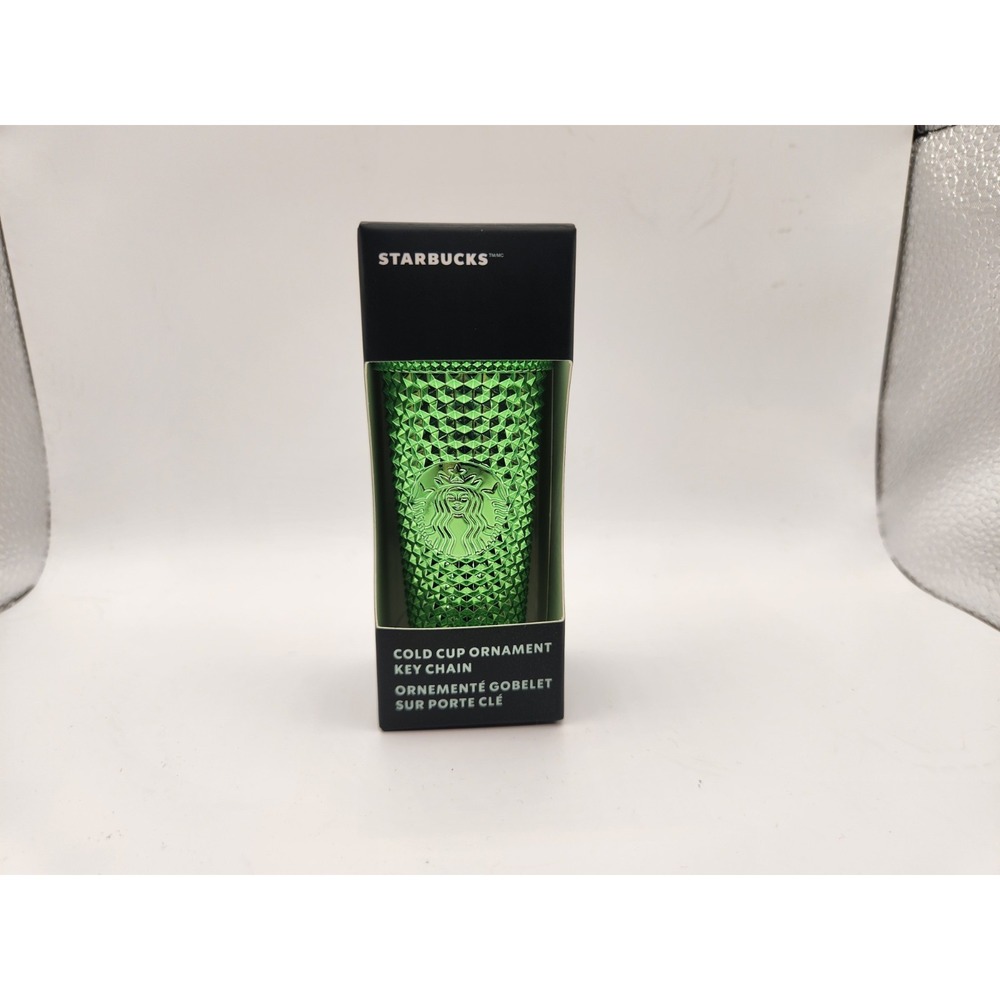 STARBUCKS 2023 Holiday Bling Metallic Green Studded Cold Cup Keychain‎ Ornament